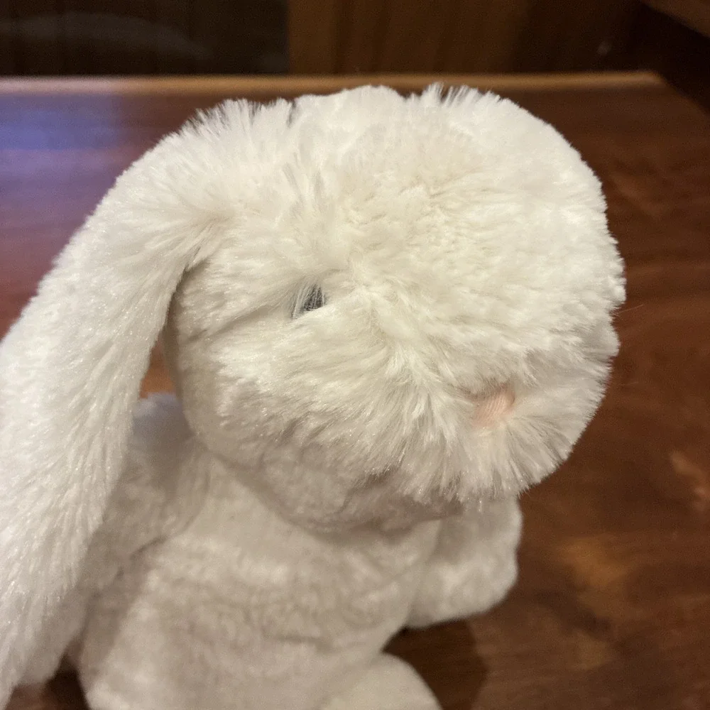 Munequitas Plush White Bunny Rabbit Tan Striped Ears Cherish Friends Lovey 12